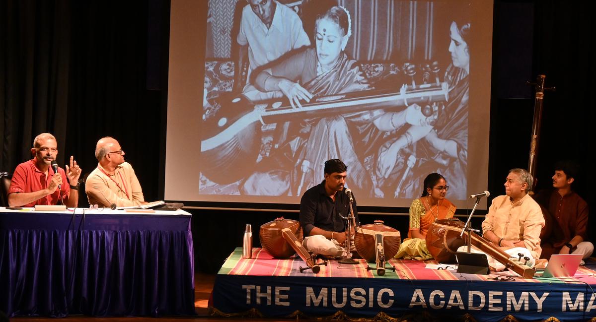 T.M. Krishna and V. Sriram at the session.